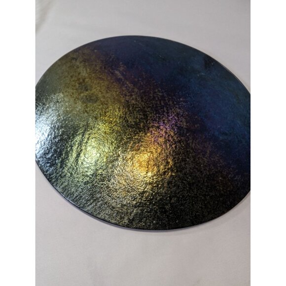 Dichroic Fused Art Glass Plate Fused Glass  9.75x9.75 Iridescent READ - Picture 5 of 7